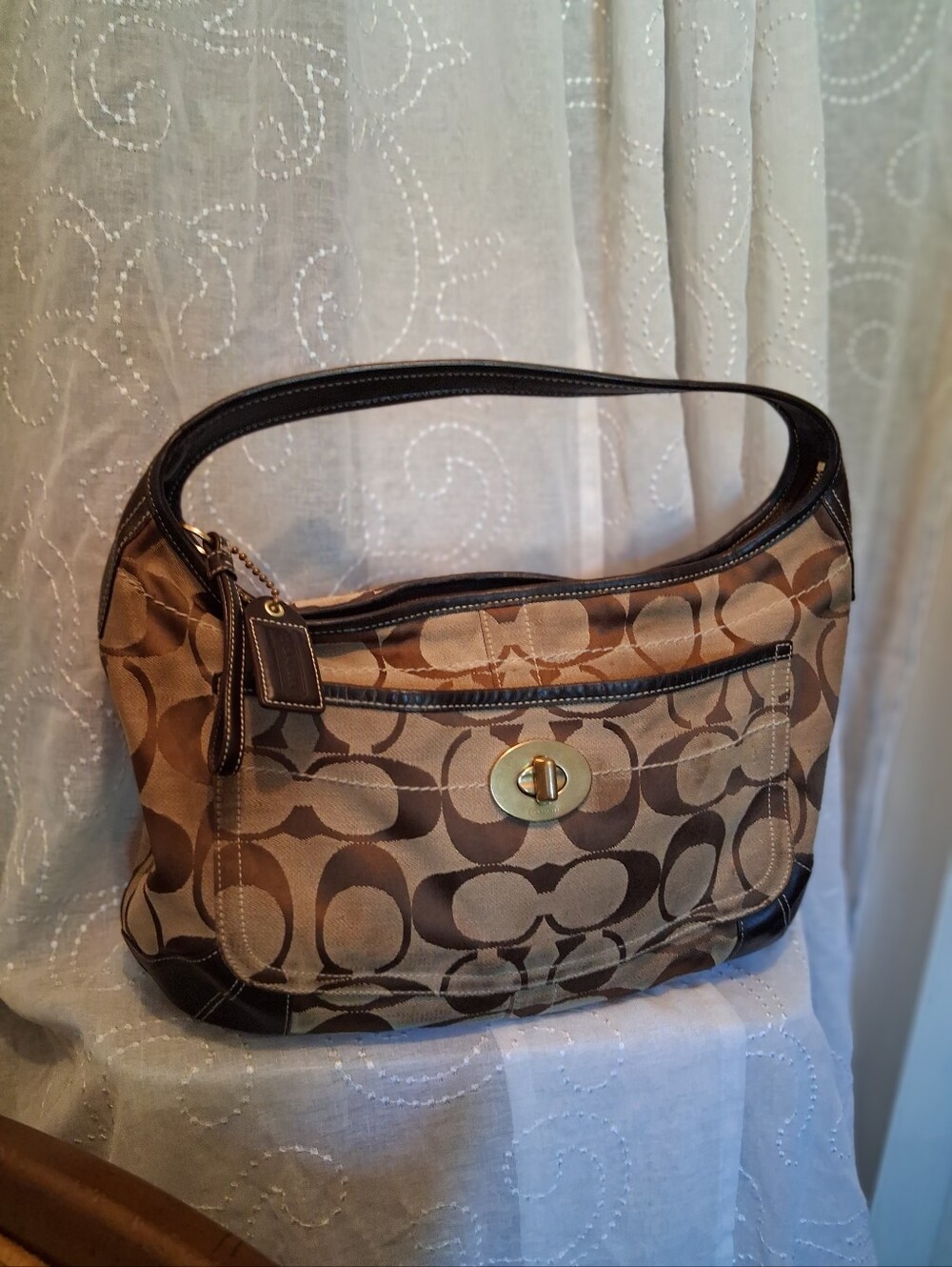 Coach Ergo Signature Hobo Shoulder Bag in Brown and Dark Brown